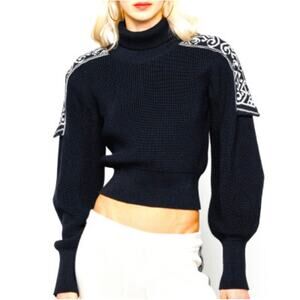 NWT‎ Akep pullover crop akep con spalline in jacquard